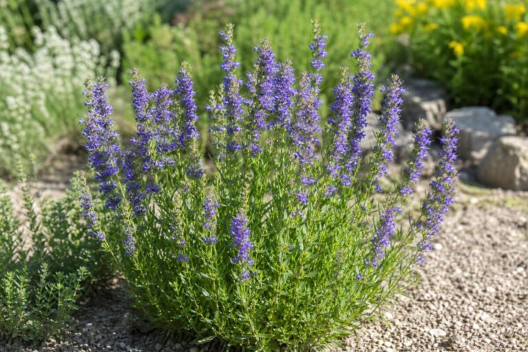 Navadni ožepek (Hyssopus officinalis) z ozkimi listi in modro-vijoličnimi cvetovi