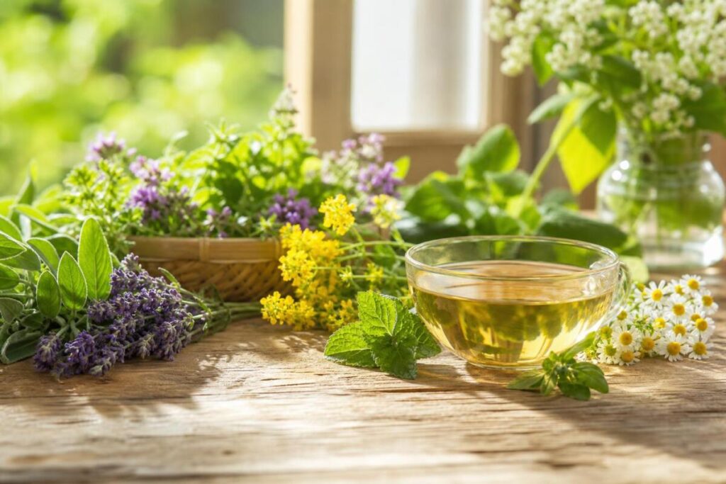 Aromatična zdravilna zelišča in poparek za tradicionalno uporabo pri napenjanju