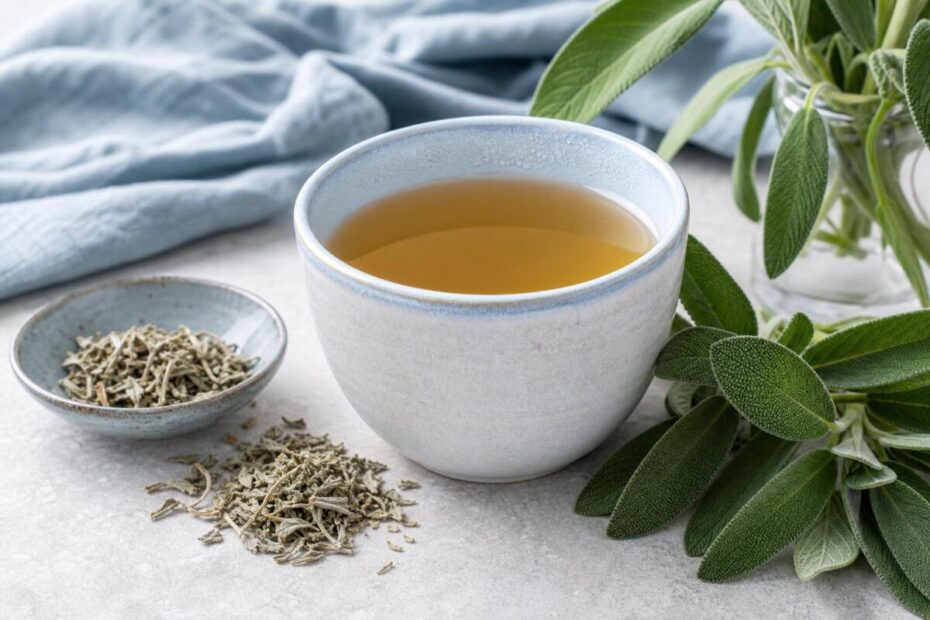 Žajbljev poparek iz pravega žajblja (Salvia officinalis) za grgranje