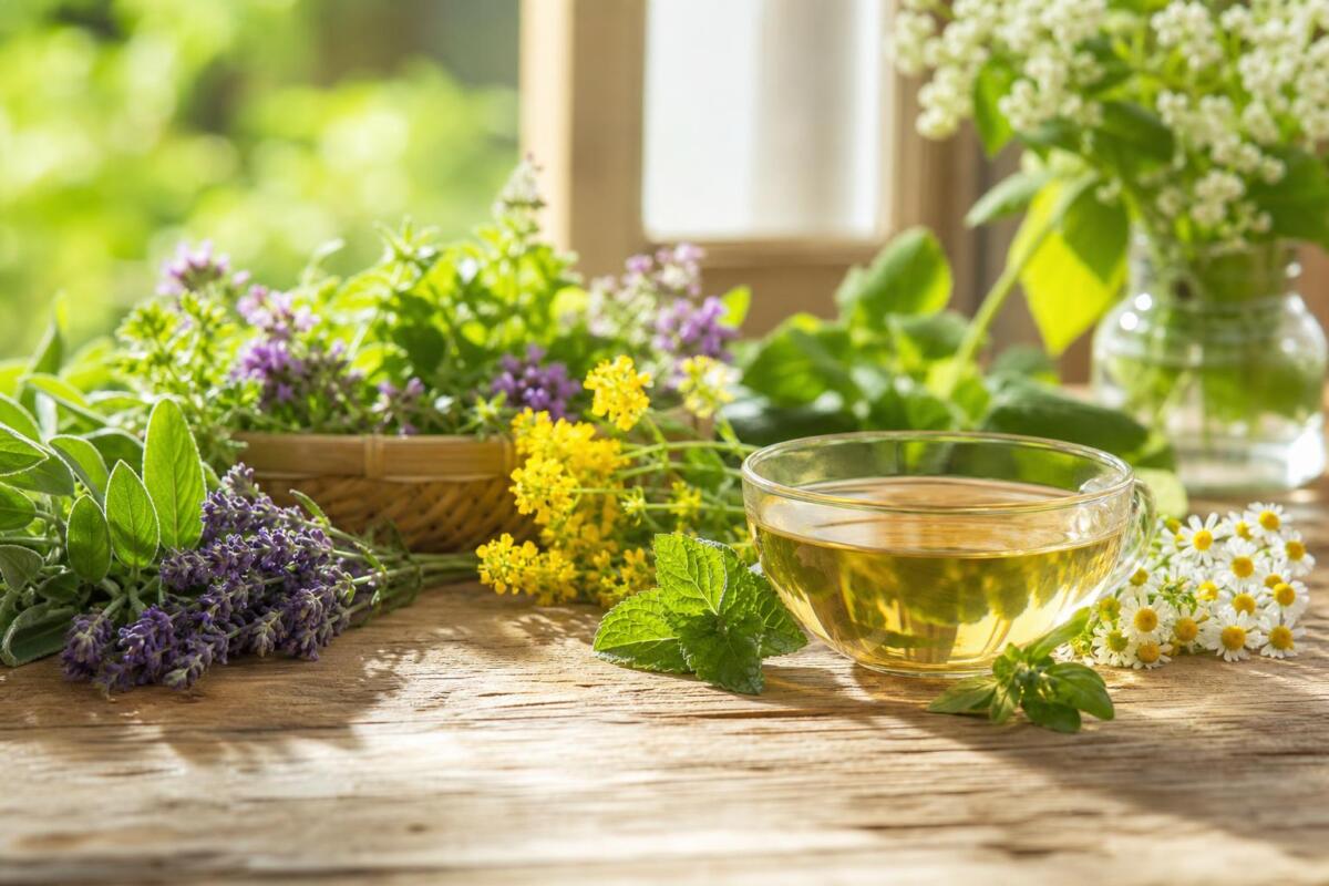 Aromatična zdravilna zelišča in poparek za tradicionalno uporabo pri napenjanju